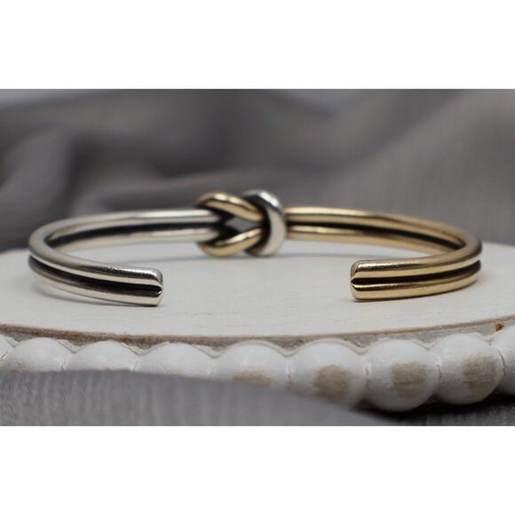 Retired James Avery 14k & 925 Lovers Knot Cuff Bracelet 19.34G / 6.5in / 4mm - Picture 3 of 7
